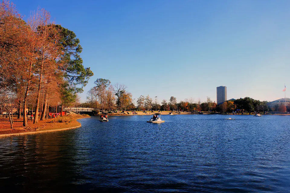 The lake at Hermann Park, Houston